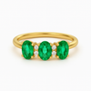3 Stone Emerald And Diamond Engagement Ring