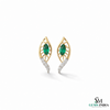 Marquise Emerald and Diamond Leaf Drop Earrings in Gold – Natural Emerald Fine Jewelry