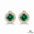 Natural Emerald and Diamond Halo Stud Earrings – Fine Gold Jewelry