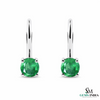 Round Cut Green Emerald Solitaire Drop Earrings – Classic Minimalist Fine Jewelry