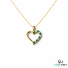Heart Shape Emerald & Diamond Pendant - Solid Gold Pendant