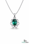 Vintage Style Oval Emerald Gold Pendant – Elegant Floral Frame