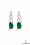 Pear Shape Emerald & Diamond Drop Earrings - Luxury Bridal Jewelry