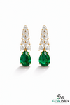 Pear Shape Emerald & Diamond Drop Earrings - Luxury Bridal Jewelry