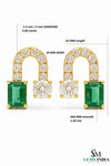 Emerald Cut Emerald & Diamond U-Hoop Stud Earrings