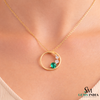 Round Green Natural Emerald Diamond Open Circle Pendant - Minimalist Fine Jewelry