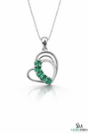 Oval shape Natural Emerald Diamond Heart Pendant - Fine Gemstone Jewelry