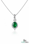 Elegant Oval Emerald and Diamond Pendant - Fine Jewelry For Women