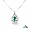 Oval Natural Emerald Diamond Halo Pendant – Fine Gold Jewelry