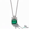 Emerald Cut Green Emerald Pendant with Diamond Cluster Bail Pendant