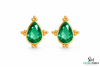 Pear Cut Emerald Stud Earrings – Teardrop Green Gemstone Minimalist Fine Jewelry for Women