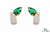 Pear Cut Emerald & Diamond Cluster Stud Earrings - Green Gemstone Jewelry
