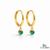 Emerald Drop Hoop Earrings in Gold – Round Emerald Dangle Huggie Earrings