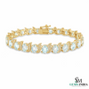 Elegant Oval Aquamarine Diamond Bracelet with Curved Diamond Links