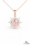 Round Pink Morganite & Diamond Halo Pendant - Morganite Diamond Pendant