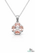 Oval cut Pink Morganite &; Diamond Gold Cluster Pendant for Women