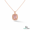 Elegant Emerald Cut Morganite Pendant with Diamond Halo For Women