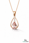 Pear Shape Pink Morganite Diamond Pendant - Diamond accent pendant