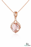 Cushion Pink Morganite & Diamond Rose Gold Cluster Pendant for Women
