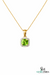 Cushion Cut Natural Peridot Diamond Halo Pendant For Woman
