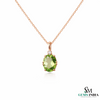 Natural Green Peridot Oval Pendant with Diamond Accent