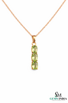 Three-Stone Oval Natural Peridot Vertical Drop Pendant