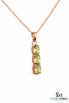 Three-Stone Oval Natural Peridot Vertical Drop Pendant