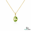 Natural Green Peridot Oval Pendant with Diamond Accent
