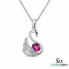 Swan Design Ruby Pendant with Diamond Accents Unique Animal Design Jewelry