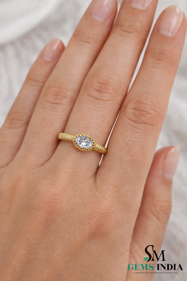 Oval Lab Diamond Milgrain Ring - Vintage Style Engagement Ring