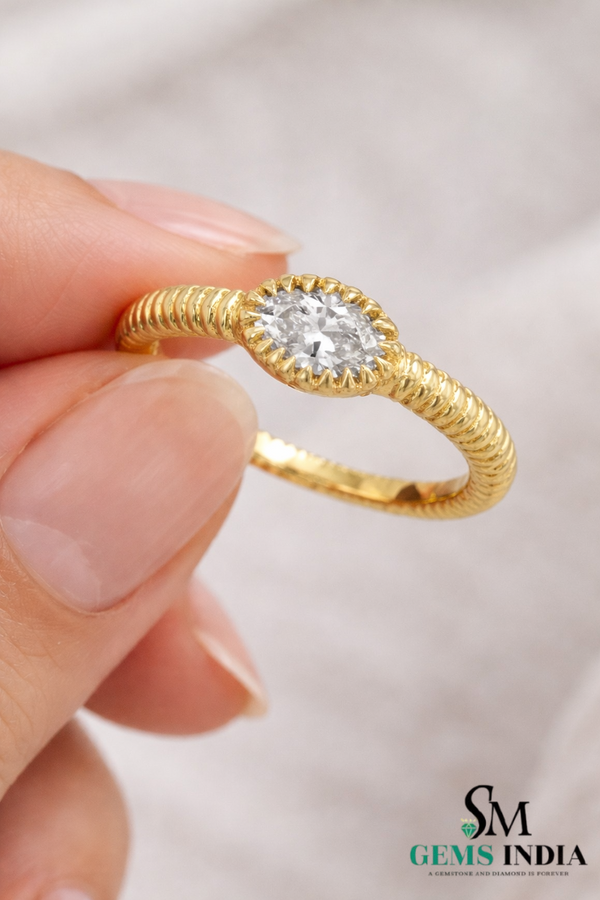 Oval Lab Diamond Milgrain Ring - Vintage Style Engagement Ring