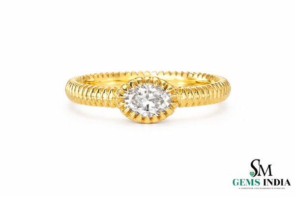 Oval Lab Diamond Milgrain Ring - Vintage Style Engagement Ring
