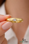 Bezel Set Marquise Lab Diamond Ring - Minimalist Lab Grown Diamond Band