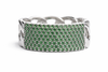 1.30 carat Round Shaped Natural Emerald Iced Out Green Stone Chain Link Ring For men's