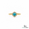 Round Turquoise Ring With Diamond Halo –Elegant Fine Jewelry