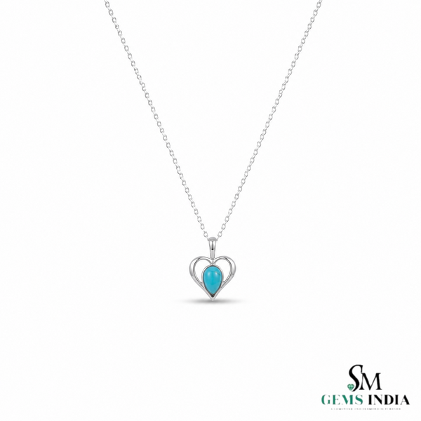 Romantic Pear Turquoise Heart Pendant - – Elegant Fine Jewelry For Women