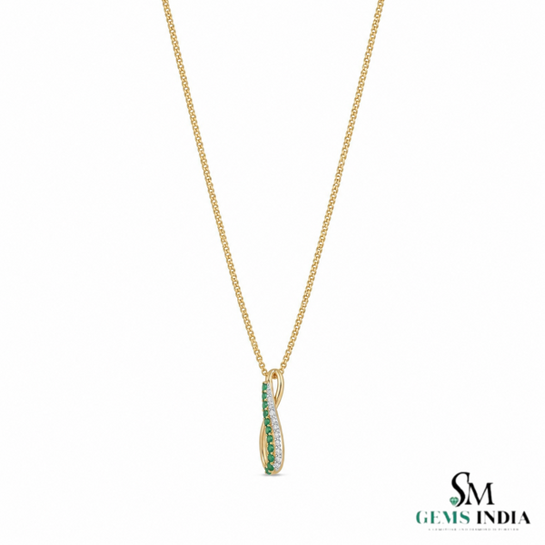 Round Emerald and Diamond Accent Infinity Pendant – Elegant Fine Jewelry Gift For Her