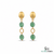 Oval Cabochon Emerald Beaded Drop Earrings With Diamond - Luxury Statement Jewelry