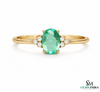 Natural Oval Emerald Engagement Ring with Diamond Accents – 14K Gold