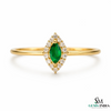 Marquise Cut Green Emerald Halo Ring with Diamond Accents – Vintage Style Fine Jewelry