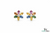 Oval Multicolor Gemstone Floral Stud Earrings – Diamond Center Rainbow Flower Earrings for Women