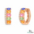 Rainbow Oval shape Multi Gemstone & Diamond Huggie Hoop Earrings