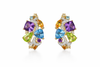Colorful Cluster Gemstone Huggie Earrings in 14k Gold – Statement Hoops