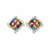 Multicolor Sapphire Cluster Earrings with Diamond Halo - Colorful gemstone earrings