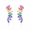 Rainbow Marquise Sapphire Curved Bar Stud Earrings - fine jewelry earrings