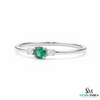Round Emerald and Diamond Accent Ring in Solid Gold – Dainty Promise Ring