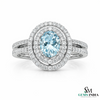 Oval Cut Aquamarine Diamond Ring with Split Shank - Promise Ring