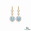 March Birthstone Round Aquamarine Diamond Drop Earrings – Fine Gold Jewelry