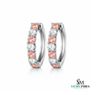 Morganite Diamond Huggie Hoop Earrings - Morganite Wedding Earrings