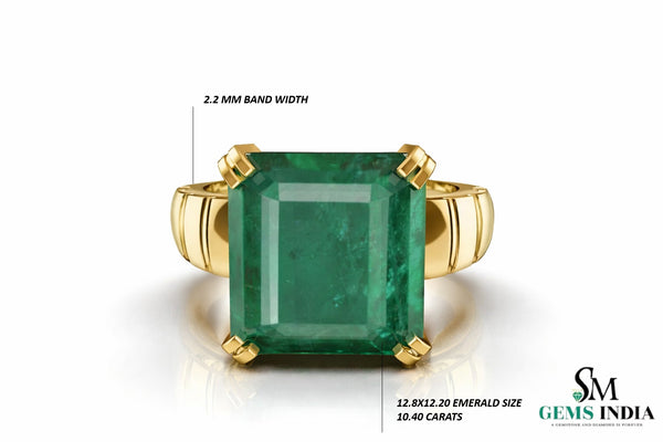 Mens Emerald Octagon Ring: Genuine Zambian Gem, Solid Gold